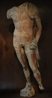 Polychromed Prints: Etruscan Art. Italy. Terracotta pedimental decoration in hig