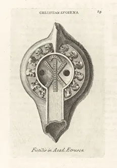 Ridolfino Venuti Prints: Etruscan Christian lantern decorated with the Apostles