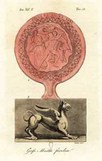 Images Dated 27th January 2020: Etruscan goddess Persipnei and griffon