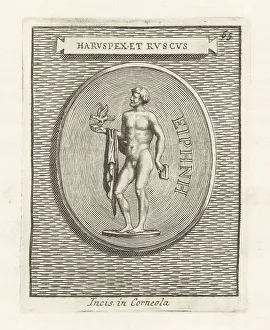 Ridolfino Venuti Prints: Etruscan haruspex holding a bird in his right hand