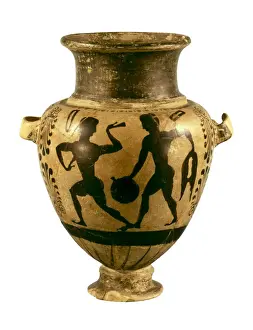 Etruscan stamnos decorated with black figures