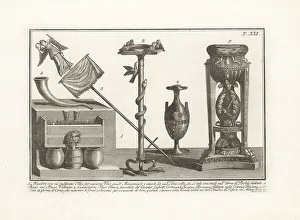 Grapes Prints: Etruscan vase, Roman signum, glass and tripod