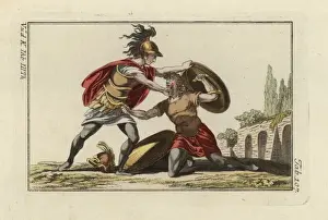 Mortal Prints: Two Etruscan warriors in mortal combat with daggers