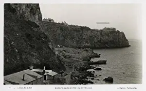 Europa Prints: Europa Point, Gibraltar, with Zeppelin overhead