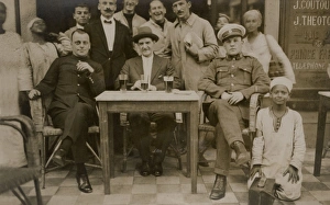 European military men with locals in Port Said, Egypt
