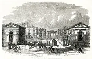 Euston Prints: Euston Square - Railway Station Entrance, London 1870
