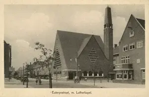 Lutheran Prints: Euterpestraat with Lutheran chapel, Amsterdam, Netherlands
