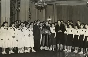 Blouse Gallery: Eva Peron with delegation of teachers and students