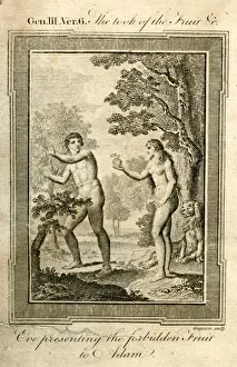 Eden Prints: Eve presenting the forbidden fruit to Adam