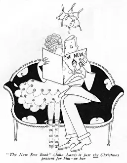 Columnist Prints: Eve reading The New Eve Book, 1917