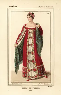 Jacob Prints: Evening ball gown, Napoleonic era, 1808