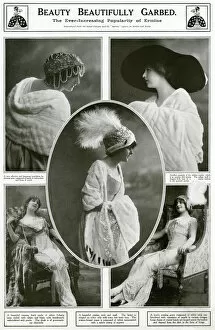 Headdress Collection: Evening clothing with pearls and lace 1912