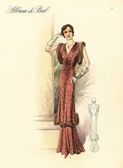 Ball Gown Prints: Evening dress and tunic of metal brocade, 1935