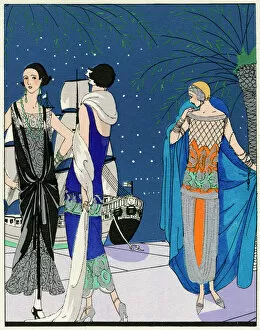 Images Dated 13th April 2012: Three evening outfits by Drecoll, Premet and Paul Poiret