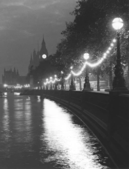 Evening photo of lights along the Embankment