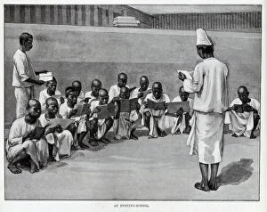 Burma Collection: Evening School, Burmese prison, illustration of prisoners