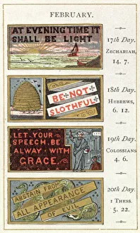 Images Dated 10th March 2021: AT EVENING TIME IT SHALL BE LIGHT and other texts