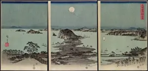Evening view of the eight famous sites at Kanazawa in Musash