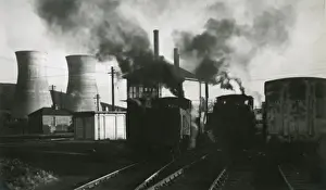 Evocative Railway scene with Cooling Towers