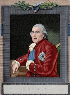 Images Dated 23rd January 2013: Ewald Friedrich von Hertzberg (1725-1795). Engraving. Colore