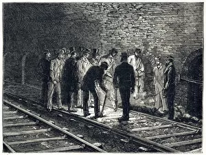 Examination of underground railway tunnel after explosion