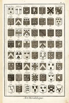 1763 Prints: Examples of heraldic terms describing a coat of arms
