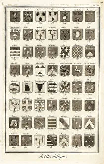 1763 Prints: Examples of heraldic terms describing a coat of arms