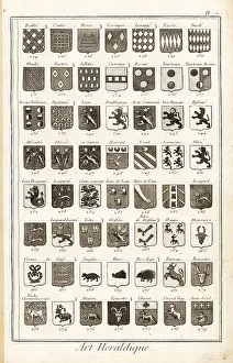 1763 Prints: Examples of heraldic terms describing a coat of arms