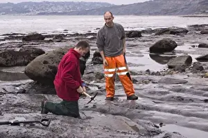Excavating at Charmouth