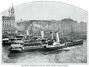 Images Dated 12th November 2019: Excursion steamboats leaving London 1900