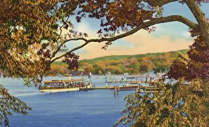 Excursion Prints: Excursion steamer, Fontana Beach, Lake Geneva, Wisconsin, USA Date: 1936