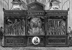 Exhibit of Bessons musical instruments, 1885