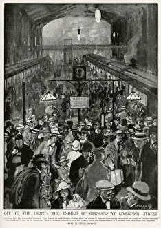 Hurrying Prints: Exodus of Germans at Liverpool Street Station, WW1