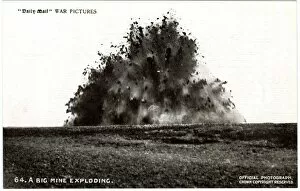 A mine exploding on the Western Front, WW1