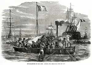 Exploration in Vigo Bay, diving for treasure sunk 1870