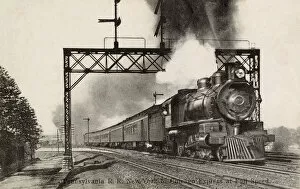 Rails Collection: Express train at full speed on Pennsylvania Railroad, USA