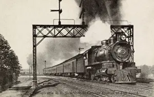 Pennsylvania Prints: Express train at full speed on Pennsylvania Railroad, USA
