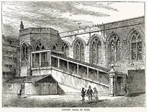 Bishopsgate Prints: Exterior of Crosby Hall, Bishopsgate, London. Date: 1790