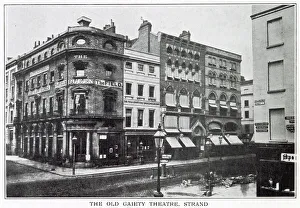 Exterior of the Gaiety Theatre, Strand, London. Date: circa 1885