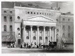 Exterior of the Haymarket Theatre, London. Date: 1846