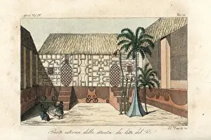 Ashanti Prints: Exterior of the kings bedroom, Kumasi, Kingdom of Ashanti