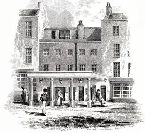 Haymarket Prints: Exterior of Little Theatre, Haymarket, London. Date: 1815