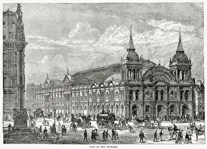 Exterior of the Royal Aquarium and Winter Garden in Westminster, London, a place for entertainment, performance and sport, opening on the 22nd January 1876. Date: 1875