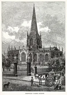 Exterior of Sheffield Parish Church, Yorkshire. Date: 1877