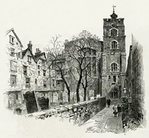 Bartholomews Prints: Exterior of St Bartholomews church 1886