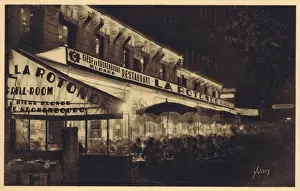 Exterior view of the Rotunde caf at night time in Paris
