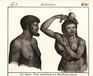 Tasmania Prints: Extinct Palawa or Palervar aborigines, Tasmania, Australia