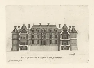 Blueprint Prints: Facade of the courtyard of Chateau de Pontz, Champagne