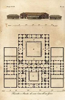 Images Dated 14th February 2020: Facade and plan of rooms in an ancient Greek house
