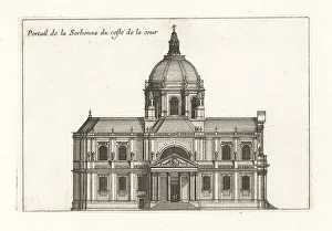 Blueprint Prints: Facade of Sorbonne University from the courtyard